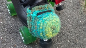skate with crocheted toe guard
